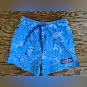 Vineyard Vines Light Blue Swim Shorts with Nautical Design, 3T